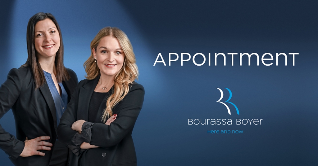 BB nominations LTardif ARhéaume 1200x628 EN SiteWeb 1024x536 - <strong>Two new partners at BOURASSA BOYER&nbsp;!</strong>